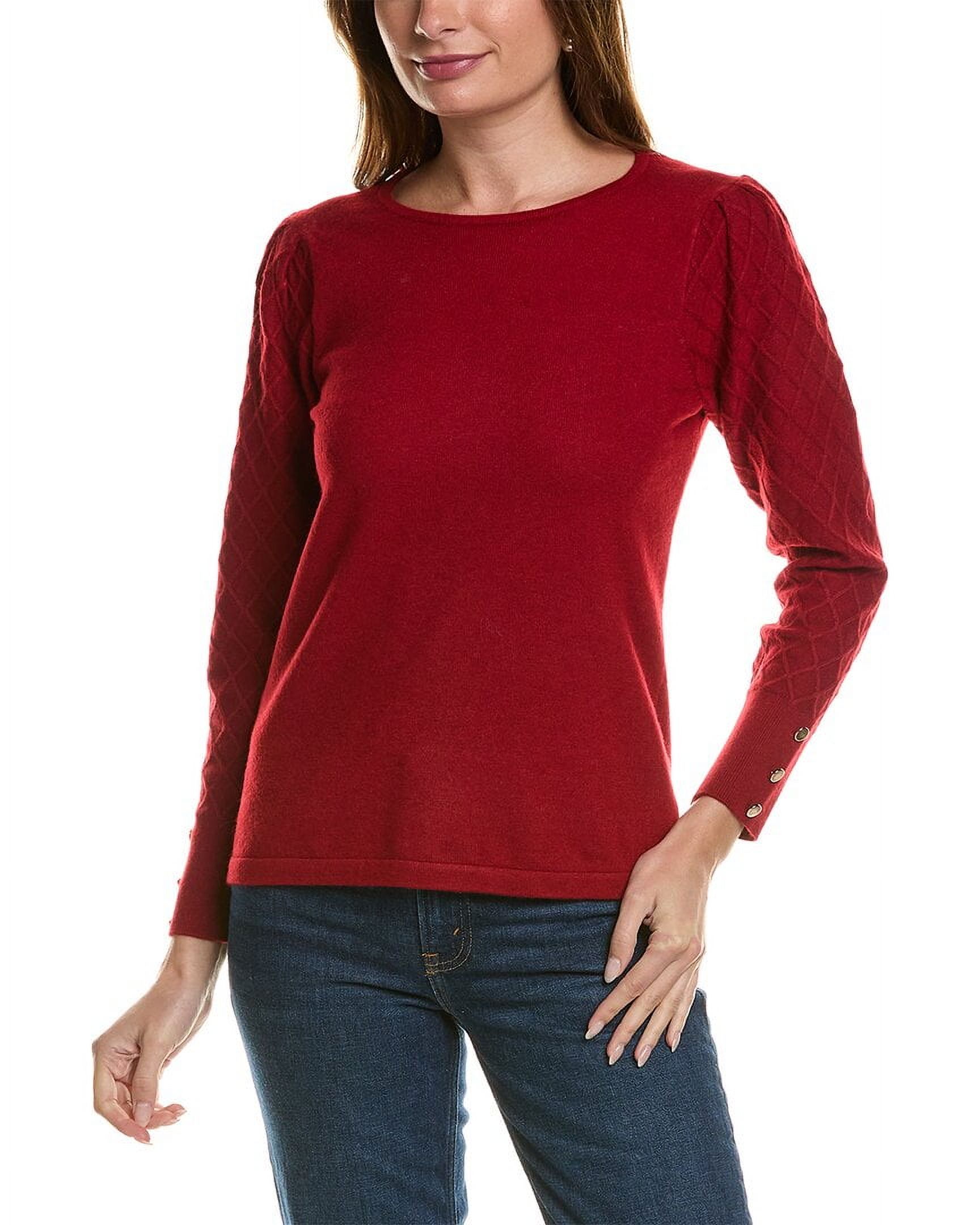 Anne Klein womens Puff Sleeve Sweater, s, Red
